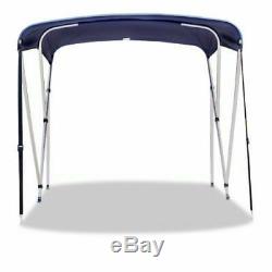 BIMINI TOP 3 Bow Boat Cover Blue 79-84 Wide 6ft Long With Rear Poles