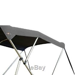 BIMINI TOP 3 Bow Boat Cover Gray 73-78 Wide 6ft Long With Rear Poles