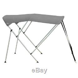 BIMINI TOP 3 Bow Boat Cover Grey 79-84 Wide 6ft Long With Rear Poles