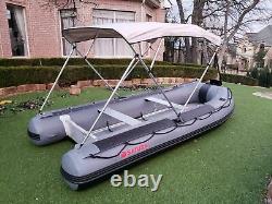 BIMINI TOP 4 Bow Boat Cover 8ft Long With Rear Poles Gray