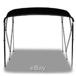 BIMINI TOP 4 Bow Boat Cover Black 90-96 Wide 8ft Long With Rear Poles