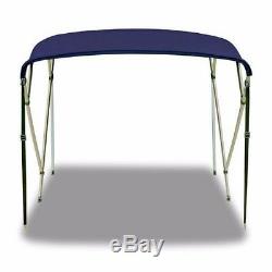 BIMINI TOP 4 Bow Boat Cover Blue 61-66 Wide 8ft Long With Rear Poles