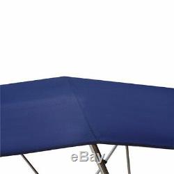 BIMINI TOP 4 Bow Boat Cover Blue 85-90 Wide 8ft Long With Rear Poles