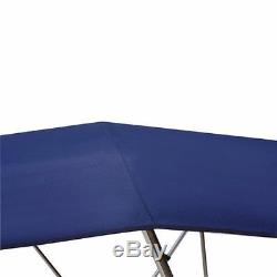 BIMINI TOP 4 Bow Boat Cover Blue 90 96 Wide 8ft Long With Rear Poles