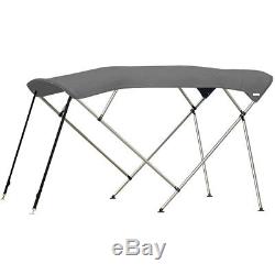 BIMINI TOP 4 Bow Boat Cover Gray 61-66 Wide 8ft Long With Rear Poles