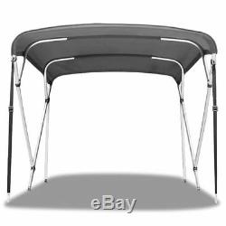 BIMINI TOP 4 Bow Boat Cover Gray 67-72 Wide 8ft Long With Rear Poles