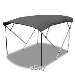 BIMINI TOP 4 Bow Boat Cover Gray 79-84 Wide 8ft Long With Rear Poles