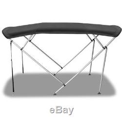 BIMINI TOP 4 Bow Boat Cover Gray 85-90 Wide 8ft Long With Rear Poles