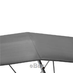 BIMINI TOP 4 Bow Boat Cover Gray 90-96 Wide 8ft Long With Rear Poles