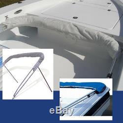 BIMINI TOP BOAT COVER BLACK 3 BOW 72L 54H 73-78W With BOOT & REAR POLES