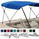 BIMINI TOP BOAT COVER BLUE 3 BOW 72L 36H 54-60W Blue With BOOT & REAR POLES