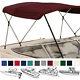 BIMINI TOP BOAT COVER BURGUNDY 3 BOW 72L 46H 73-78W With BOOT & REAR POLES