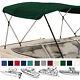 BIMINI TOP BOAT COVER GREEN 3 BOW 72L 36H 73-78W With BOOT & REAR POLES