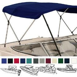 BIMINI TOP BOAT COVER NAVY 3 BOW 72L 36H 73 78W With BOOT & REAR POLES