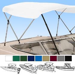 BIMINI TOP BOAT COVER WHITE 3 BOW 72L 54H 91- 96W With BOOT & REAR POLES