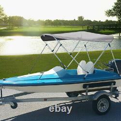 BIMINI TOP Gray 3 Bow Boat Cover 79-84 Wide 6ft Long With Rear Poles