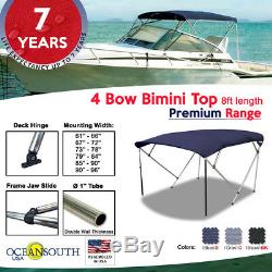 BIMINI TOP PREMIUM RANGE 4 Bow Boat Cover 8ft Long With Rear Poles