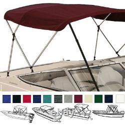 BOAT BIMINI TOP COVER 3 BOW 72L 46H 85-90W With BOOT & REAR SUPPORT POLES