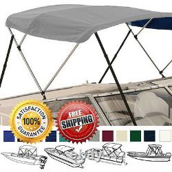 BOAT BIMINI TOP COVER 3 BOW 72L 54H91- 96W With BOOT & REAR SUPPORT POLES