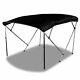 Bimini 4 Bow Top Boat Cover Black 67-72 With Rear Poles and Integrated Sock