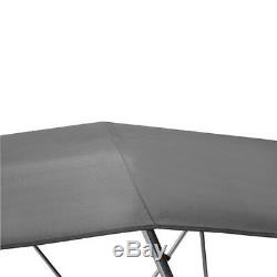 Bimini 4 Bow Top Boat Cover Grey 61-66 With Rear Poles and Integrated Sock