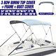 Bimini Top 3 Bow Boat Cover 6' ft. L x 54-90 +Rear Poles With Frame & Boot Cover