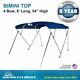 Bimini Top 4 Bow Boat Cover 54 H 91- 96 W 8' ft. L. Solution Dye Navy Blue