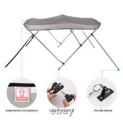 Bimini Top Boat Cover 3 Bow 6ft. Long 46 High 67-72 withRear Support Poles Gray