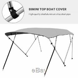 Bimini Top Boat Cover 4 Bow 54 H 79 84 W 8 ft. L. Deluxe Gray