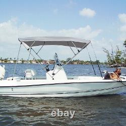 Bimini Top Boat Cover 4 Bow 54 High x 8'L x 61-66 W Gray 600D Oxford Fabric