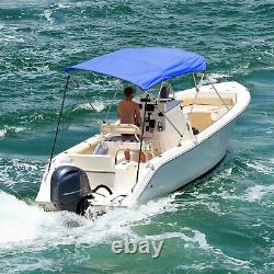 Bimini Top Boat Cover 46 High 3 Bow 6' ft. L x 61 66 W BLUE With Rear Poles