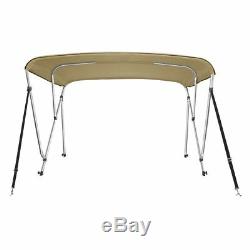 Bimini Top Boat Cover 46 High 3 Bow 79-84 Wide 6' L BEIGE, with Rear Poles