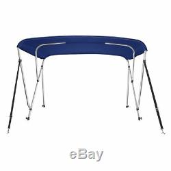 Bimini Top Boat Cover 46 High 3 Bow 79-84 Wide 6' L NAVY BLUE, with Rear Poles