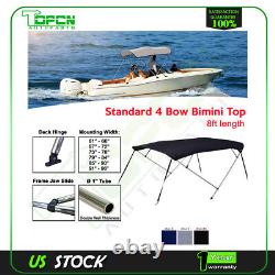 Bimini Top Boat Cover 4Bow (54H 61-66W 8'L) 600D Oxford Fabric Black