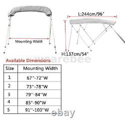 Bimini Top Boat Cover 54 High 4 Bow 8' ft. L x 67-103 W Gray with Rear