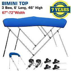 Bimini Top Boat Cover 750D Replacement 3 Bow, 46 High, 67 72 W Storage Boot