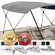 Bimini Top Boat Cover Grey 3 Bow 72L 36H 61 66W With Boot and Rear Poles