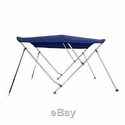 Bimini Top Boat Cover New 46 High 3 Bow 6' ft. L x 73-78 W BLUE With Rear Poles