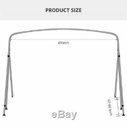 Bimini Top Boat Cover New 54 High 4 Bow 8' ft. L x 61-66 W Gray With Rear Poles