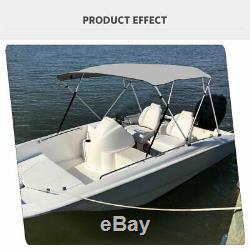 Bimini Top Boat Cover New 54 High 4 Bow 8' ft. L x 61-66 W Gray With Rear Poles