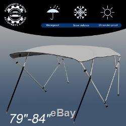 Bimini Top Boat Cover New 54 High 4 Bow 8' ft. L x 79-84 W Gray With Rear Poles
