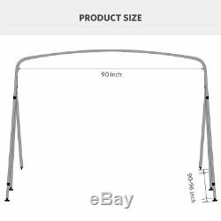 Bimini Top Boat Cover New 54 High 4 Bow 8' ft. L x 90-96 W Gray With Rear Poles