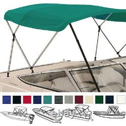 Bimini Top Boat Cover Teal 3 Bow 72L 36H 73-78W With Boot and Rear Poles