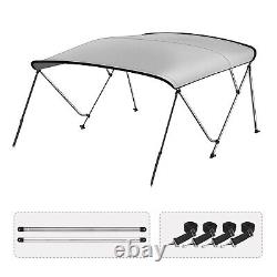 Bimini Top Boat Cover with Rear Support, Gray, 3 Bow 6'L x 46H x 79-84W