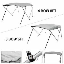 Bimini Top Boat Roof Cover 3 Bow / 4 Bow Gray Canopy Cover 6ft / 8ft Long 600D