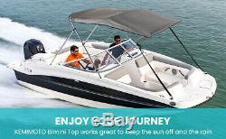 Bimini Top Boat Roof Cover 3 Bow Canopy Cover 6ft Long 46 High 600D Gray/Beige