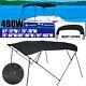 Black BIMINI TOP 4 Bow Boat Cover 54 H 67-103 Wide 8ft L with Rear Poles