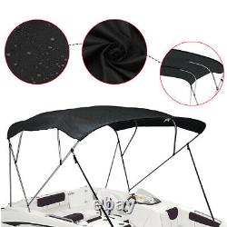Black BIMINI TOP 4 Bow Boat Cover 54 H 67-103 Wide 8ft L with Rear Poles &
