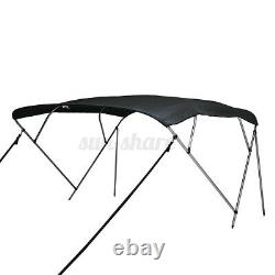 Black Bimini TOP 4 Bow Boat Cover 54 H 67-103 Wide 8ft Long with Rear Poles