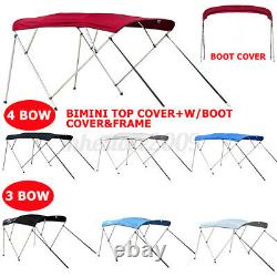 Boat Bimini Top 3 Bow / 4 Bow Canopy Cover 6ft / 8ft Long with Rear Poles & Boot